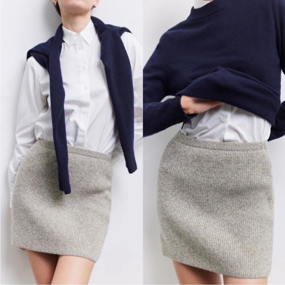 New Zara Sweater Knit mini skirt - tan marl - with wool